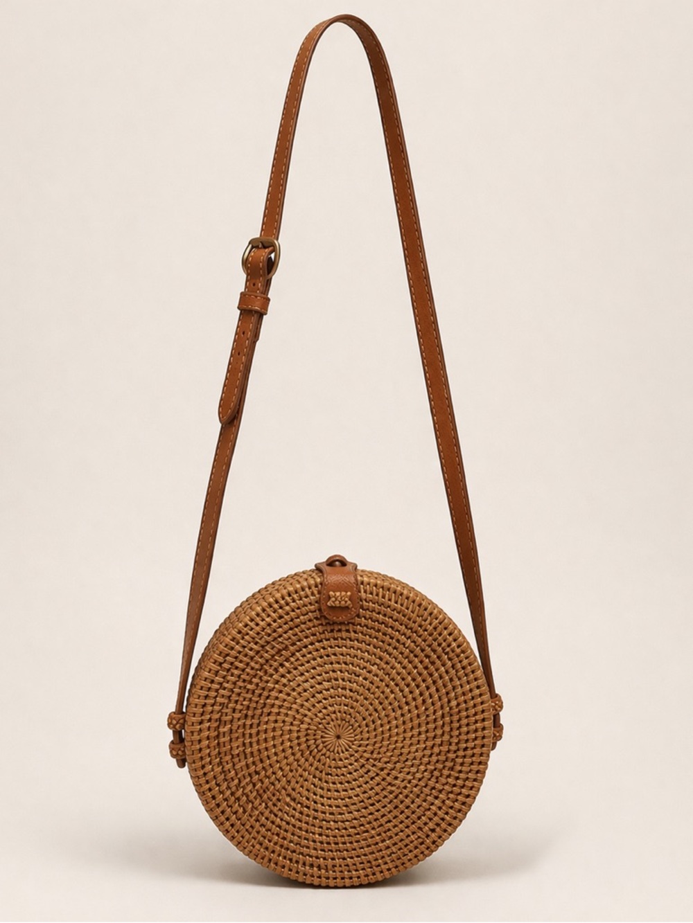 Boho Woven Rattan Circle Crossbody Bag